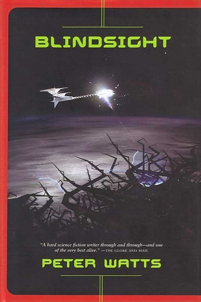 Thomas Pringle Tor 2006 Blindsight first-edition cover: needle ship over thorny void