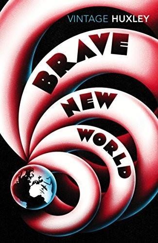 Vintage Classics Brave New World cover designed by La Boca: red spiral tubes cradling a tiny Earth