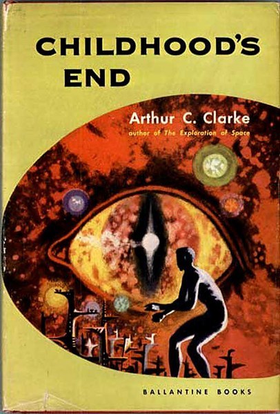 Richard Powers Ballantine 1953 Childhood's End cover: surreal eye and kneeling silhouette