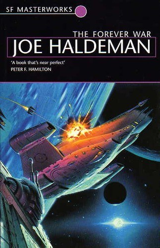 Chris Moore Gollancz SF Masterworks The Forever War cover: spacecraft under fire in deep space