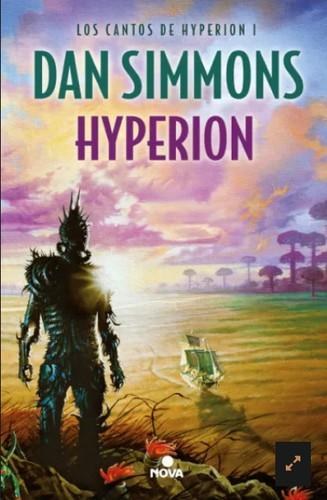 Gary Ruddell Hyperion cover: the Shrike silhouetted against an alien sunset
