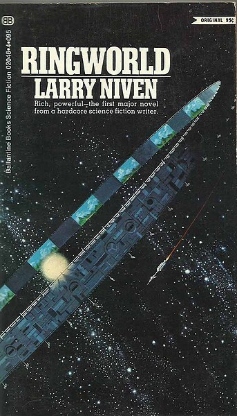 Dean Ellis Ballantine 1970 Ringworld first paperback: the ring megastructure and needle ship