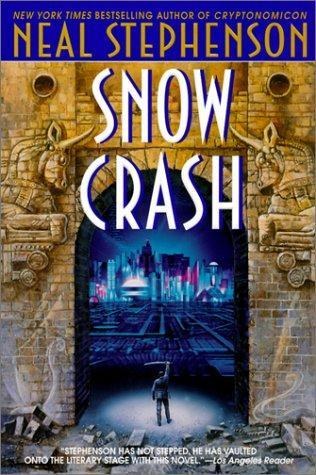 Bruce Jensen Bantam Spectra 1993 Snow Crash cover: Assyrian arch into neon Metaverse